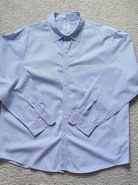Brooks Brothers LS Supima Cotton Regular Fit Blue Stripe Dress Shirt 17.5 x 35